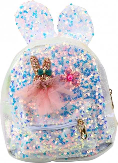 Kinder-Rucksack mit Hasenohren und Pailletten weiß 4,4L