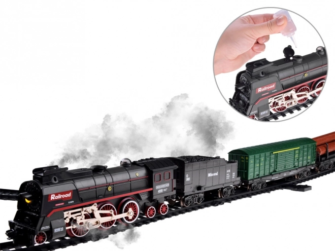 Elektrische Eisenbahn mit Dampf und Soundeffekten