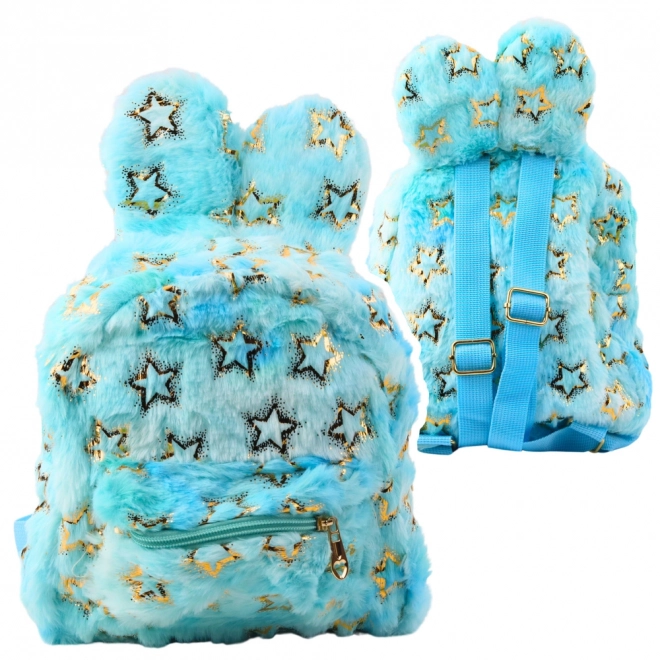 Kinder Plüschrucksack mit goldenen Sternchen blau