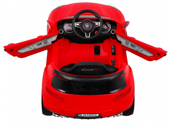 Turbo-S Batterieauto für Kinder Rot + Fernbedienung + Langsamer Start + EVA-Reifen + MP3-Radio