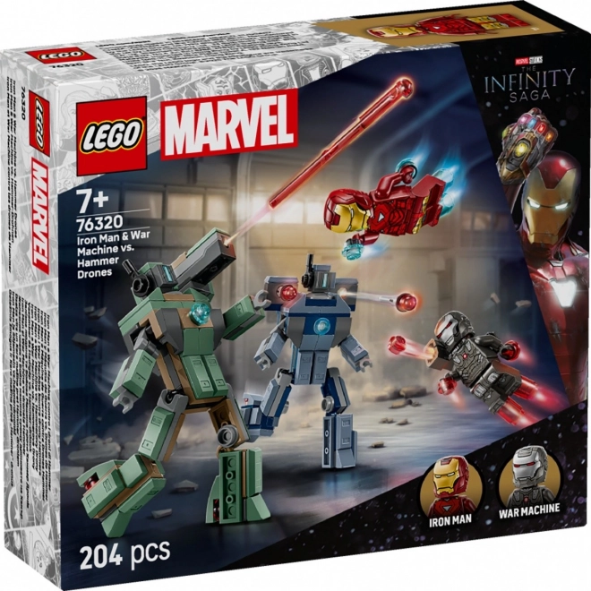 Kostki Superhelden Iron Man und War Machine gegen Hammer-Drohnen