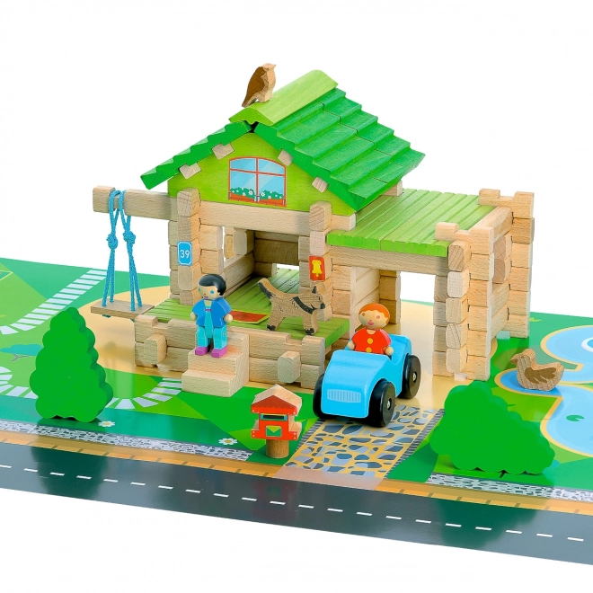 Jeujura Holzbaukasten 80 Teile Mein erstes Haus mit Auto