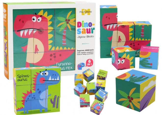 Edukative Puzzle 6-in-1 Bausteinset Dinosaurier