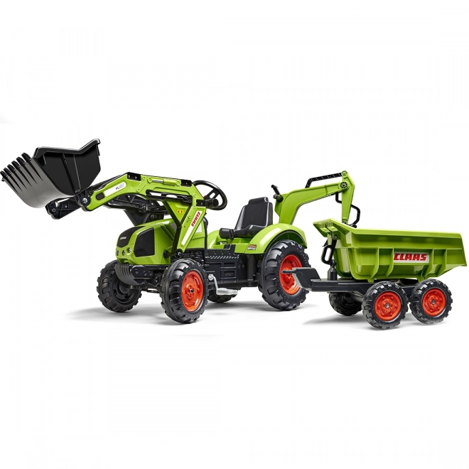 Pedaltraktor Claas Atiom 430 grün mit Vorder- und Rückschaufel