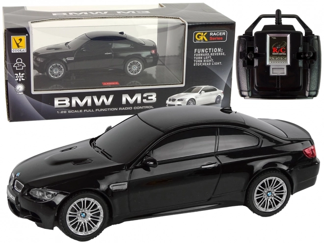 Ferngesteuertes BMW M3 Auto 1:28 Schwarz mit Leuchten