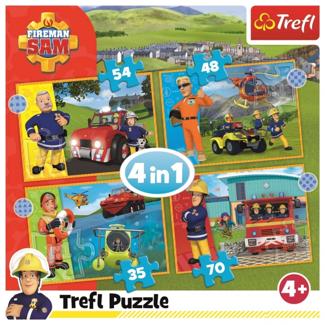 TREFL Puzzle Feuerwehrmann Sam 4-in-1 Set