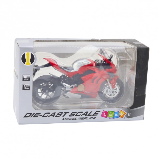 Sportmotorrad aus Metall mit Licht und Ton Rot 1:12