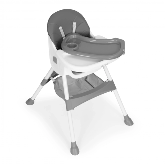 Hochstuhl mit Tablett und Korb, 5-Punkt-Gurt, grau, ECOTOYS