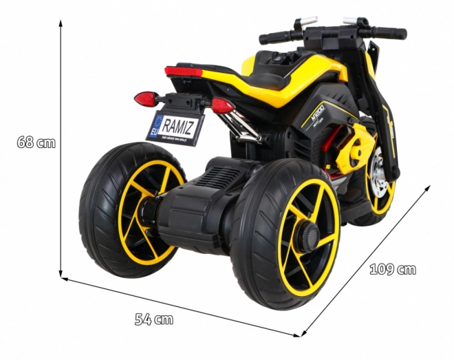 Zukünftiges Kinder-Motorrad auf Batterie Gelb + Audiopanel + Langsamer Start + EVA Räder