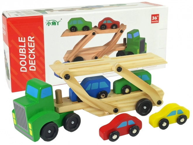 Holzspielzeug Autotransporter mit Autos