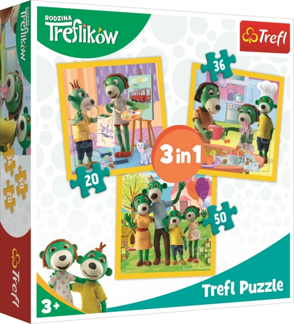 Trefl Puzzle 3-in-1 Familie Treflik Zusammen macht Spaß