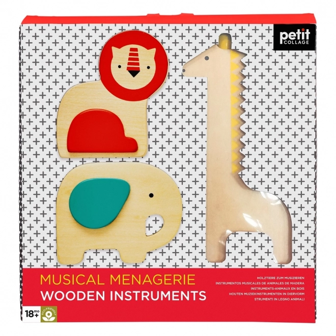 Petit Collage Musikalisches Zoo-Set mit Holz-Instrumenten