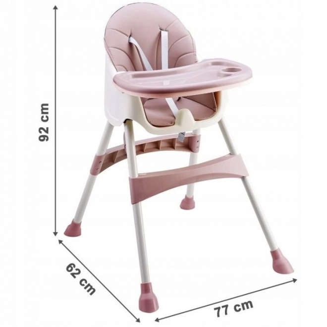 2-in-1 Kinderhochstuhl mit Sicherheitsgurten in Rosa