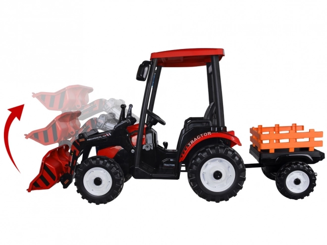 Großer elektrischer Traktor mit Anhänger und Schaufel für Kinder