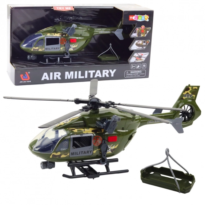 Militärischer Hubschrauber mit Lichtern und Soundeffekten