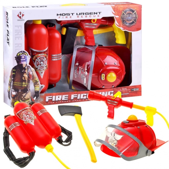 Feuerwehrmann-Set mit Helm, Licht, Sound und Feuerlöscher