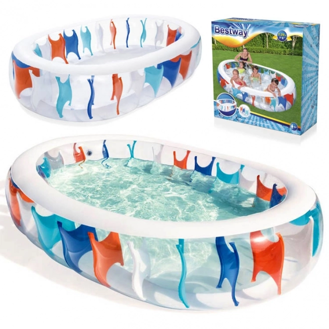 Aufblasbarer Familienpool Elipse 229x152x51cm von BESTWAY mit Reparaturflicken