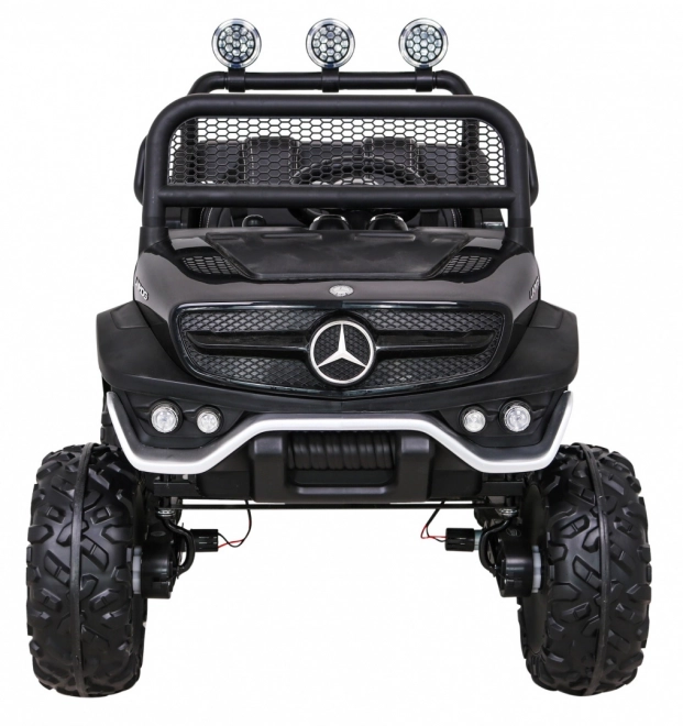 Mercedes Benz Unimog für Kinder schwarz + Antrieb 4x4 + Fernbedienung + Kofferraum + langsamer Start + MP3 LED