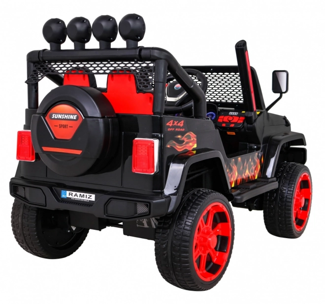 Geländewagen Raptor Drifter Flames + Fernbedienung + Antrieb 4x4 + Stauraum + Langsamer Start + MP3 LED
