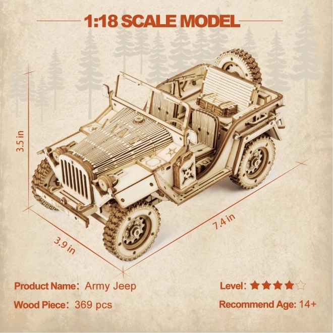 3D Holzpuzzle Militärjeep von ROBOTIME ROKR