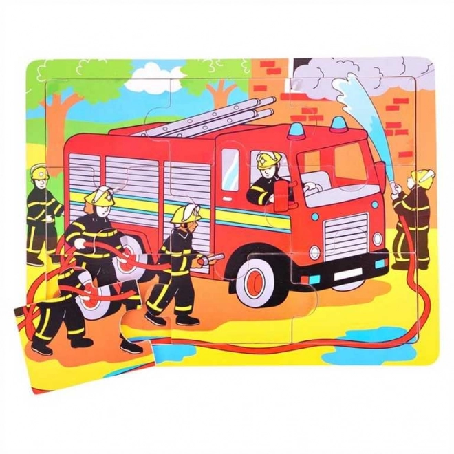 Holzpuzzle Feuerwehr mit 9 Teilen von Bigjigs Toys