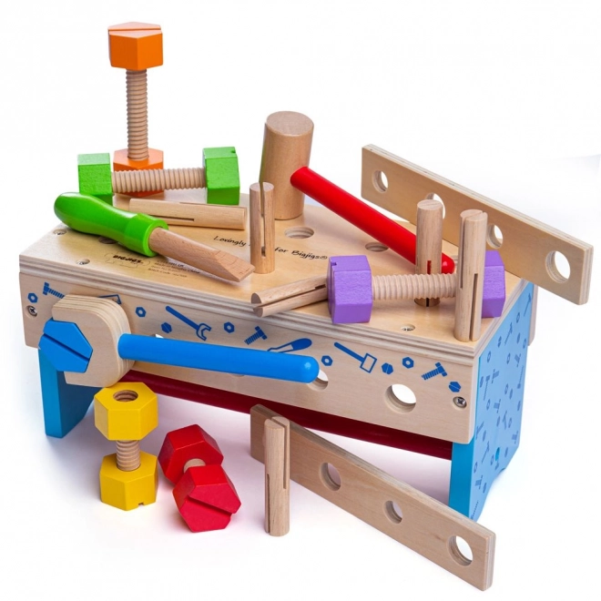 Bigjigs Toys Werkzeugbank und Werkzeugkasten 2-in-1