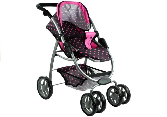 Mädchen Puppenwagen 2 in 1 Alice schwarz mit rosa Punkten