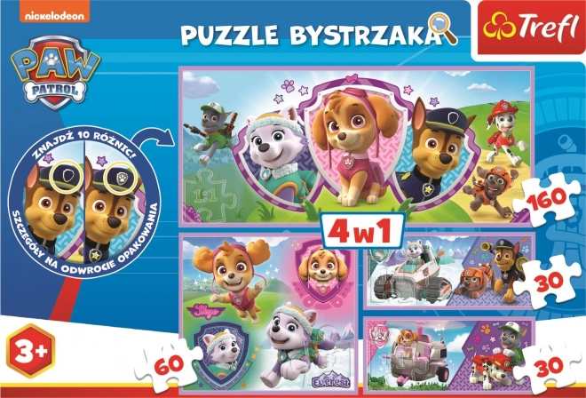 TREFL Puzzle mit Suchspiel Paw Patrol 4-in-1 Set