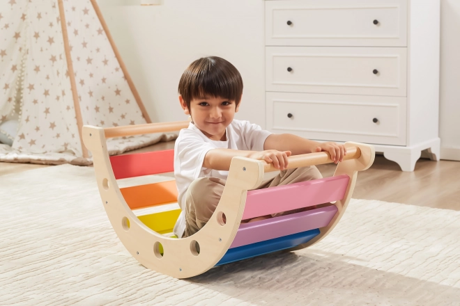 Viga Holz-Schaukelbrücke Montessori Regenbogen