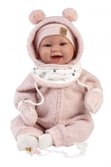Realistische Babypuppe mit Geräuschen und weichem Stoffkörper - 44 cm