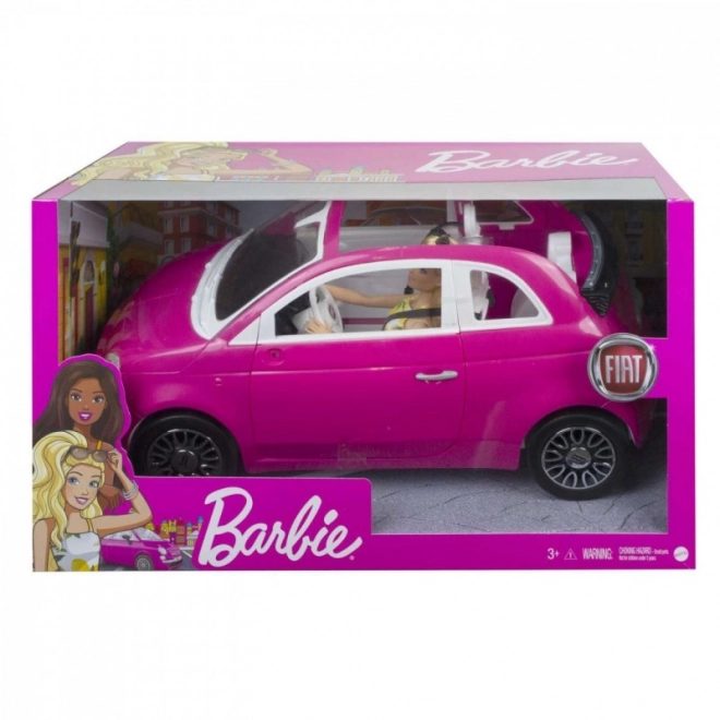 Barbie mit Fiat 500 Cabrio