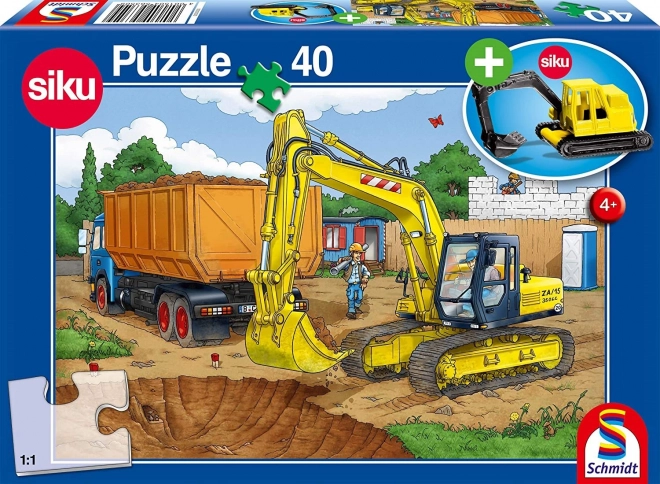 Schmidt Puzzle mit Bagger und SIKU Modell