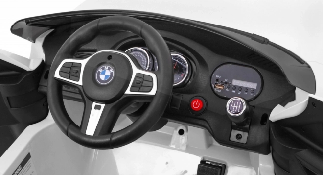 BMW 6 GT Weißes Auto mit Batterie + Fernbedienung + langsamer Start + EVA + Gurte + LED MP3