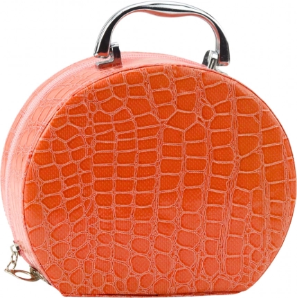 Stilvolle orangefarbene Tasche als Mini-Schminktisch