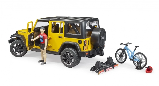 Jeep Wrangler Rubicon mit Radfahrer und Fahrrad von Bruder