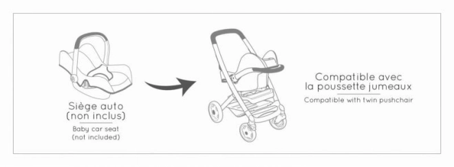 Kombinierter Puppenwagen Grün-Grau