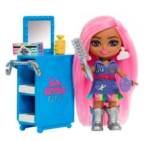 Rosa Regenbogenflugzeug Barbie Extra Fly Minis Puppe Pilotin