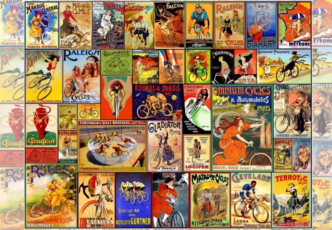 Puzzle Vintage Poster mit Fahrrädern 1000 Teile