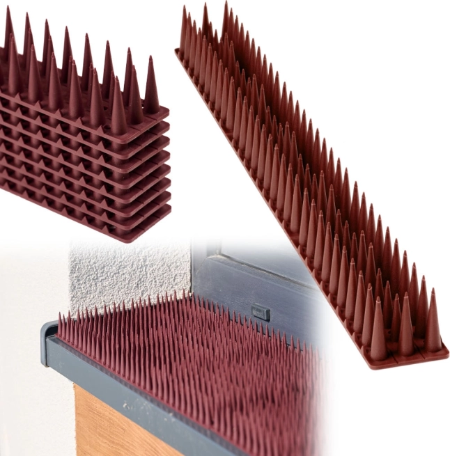 Kunststoff-Vogelspikes, braun, modulare Leisten 8 Stk.