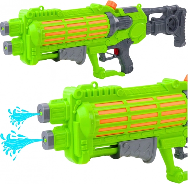 Große Wasserpistole mit mechanischer Pumpe, Doppelstrahldüse, grün, 1250 ml