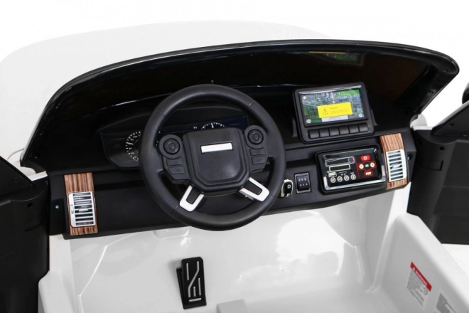 Range Rover HSE 2-Sitzer Kinderauto weiß + Fernsteuerung + 5-Punkt-Gurte + Audiopanel + LED-Diode
