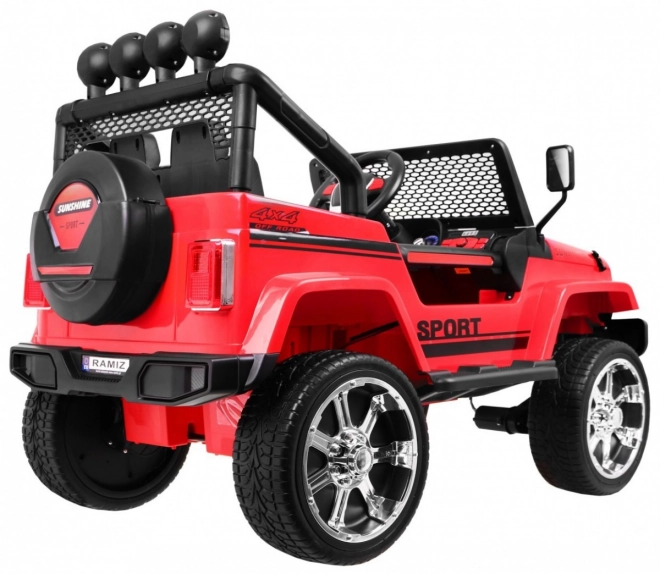 Geländewagen Raptor Drifter Rot + Fernbedienung + Antrieb 4x4 + Stauraum + Langsamer Start + MP3 LED Diode