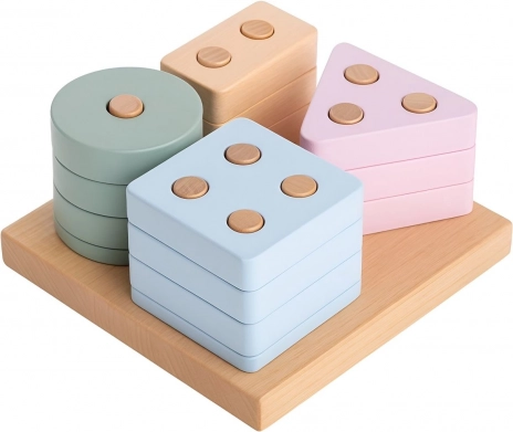CUBIKA Pastell Formensortierer IV – Holzpuzzle 17 Teile