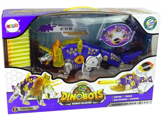 2-in-1 Dino Bot Triceratops Pistole mit Zielscheibe