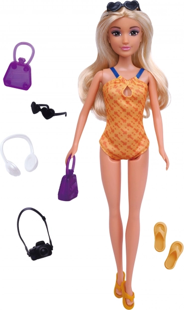 Puppe im Badeanzug mit Accessoires