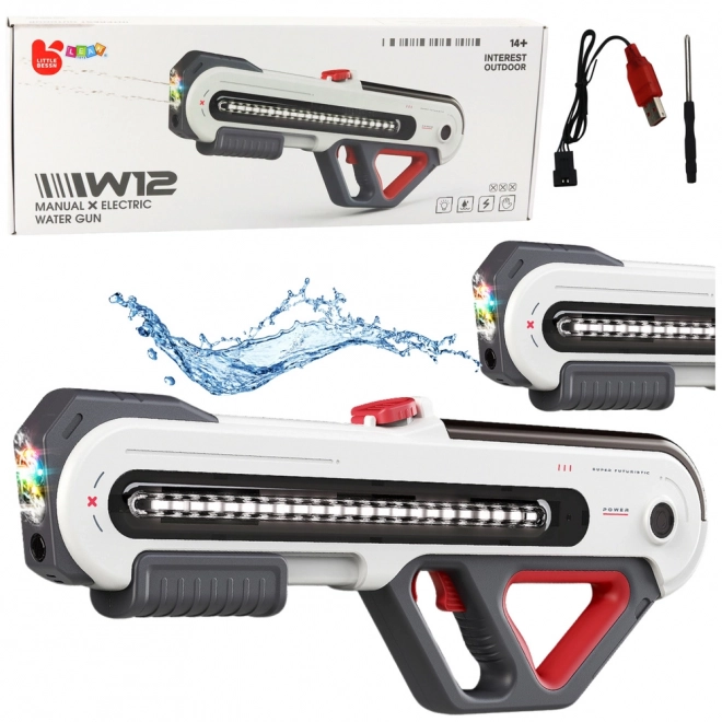 Große LED-Wasserpistole 60 cm weiß