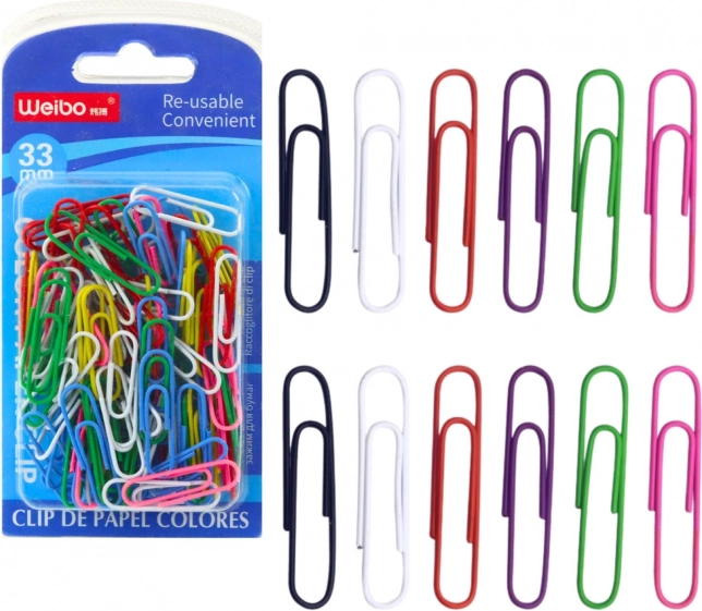 Set aus bunten Büroklammern 33 mm 90 Stk