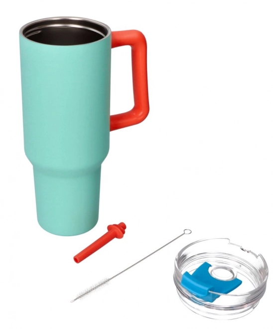 Großer Thermobecher mit Strohhalm - Grün