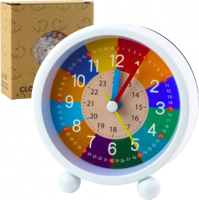Farbenfroher Kinderlernwecker ohne Ticken 9 cm