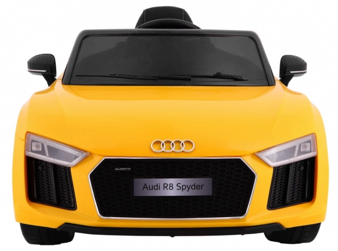 Audi R8 Spyder Batteriepack Gelb + Fernbedienung + EVA + Langsamer Start + MP3-Radio + LED-Diode